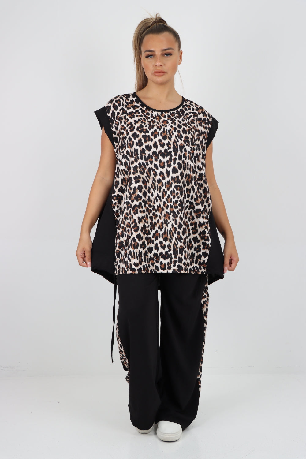 Italian Leopard Print Top and Trouser Co Ord Set