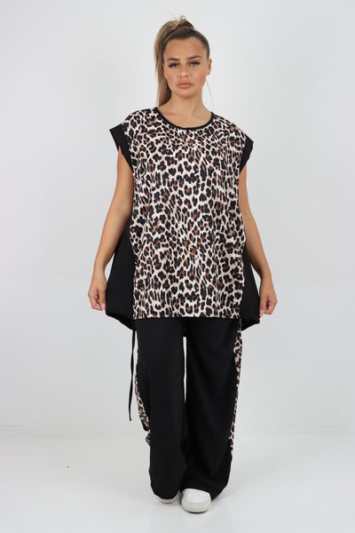 Italian Leopard Print Top and Trouser Co Ord Set