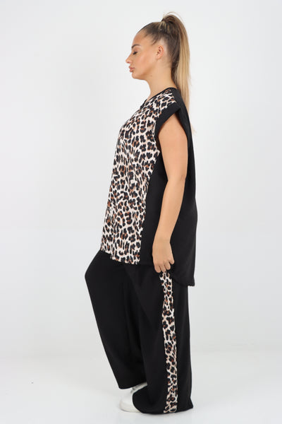 Italian Leopard Print Top and Trouser Co Ord Set