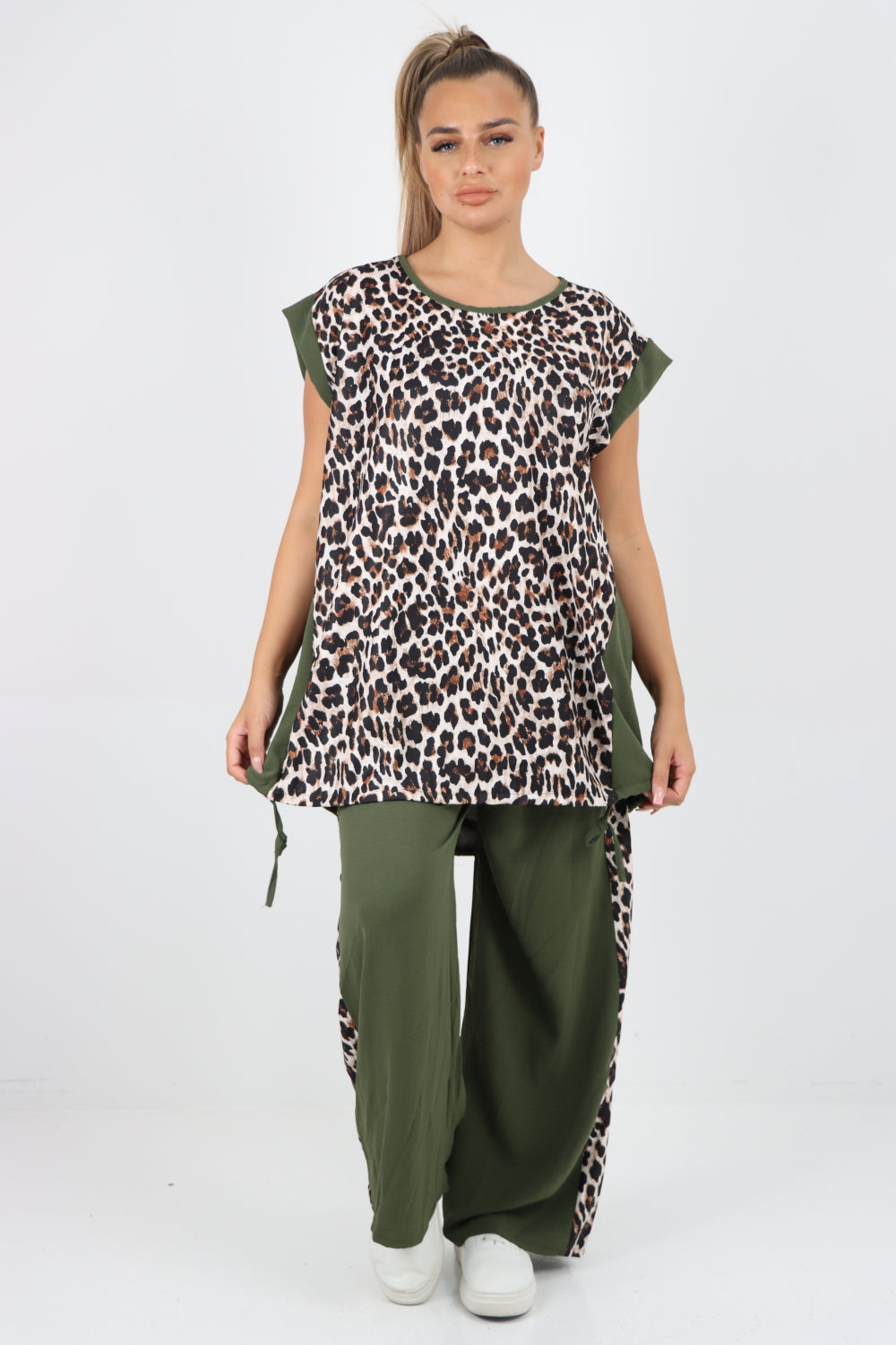 Italian Leopard Print Top and Trouser Co Ord Set