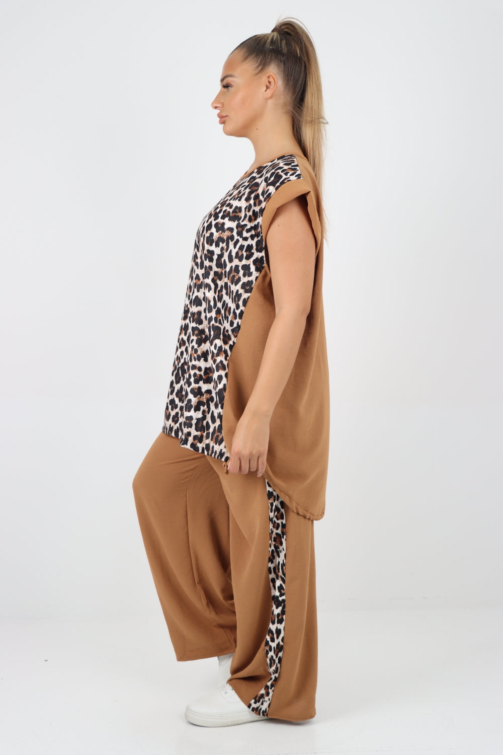 Italian Leopard Print Top and Trouser Co Ord Set