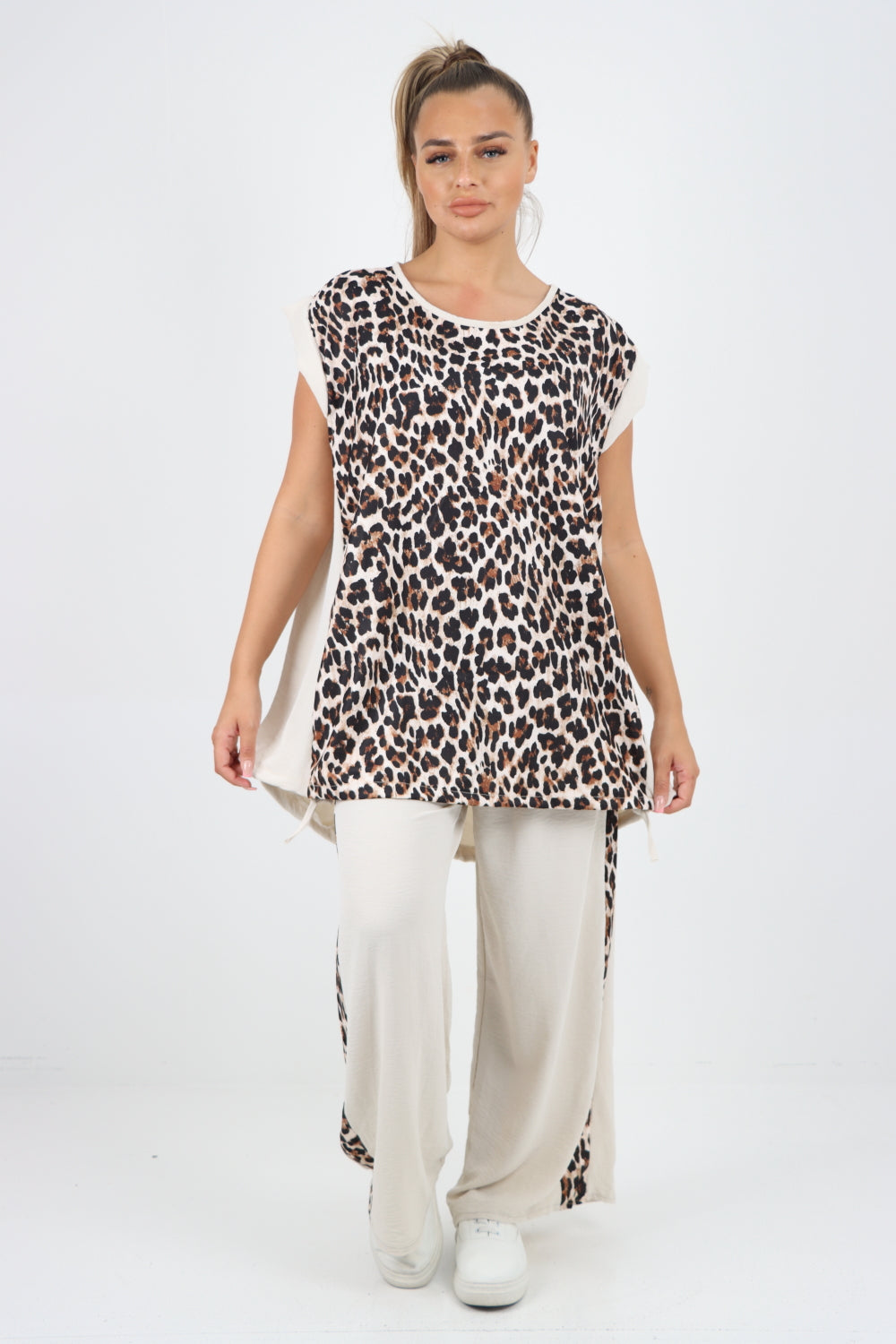 Italian Leopard Print Top and Trouser Co Ord Set