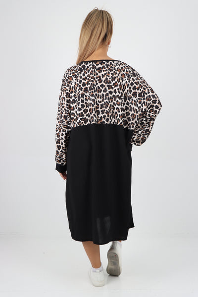 Italian Leopard Print Long Sleeve Tunic Dress