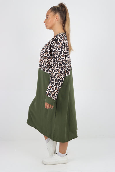 Italian Leopard Print Long Sleeve Tunic Dress