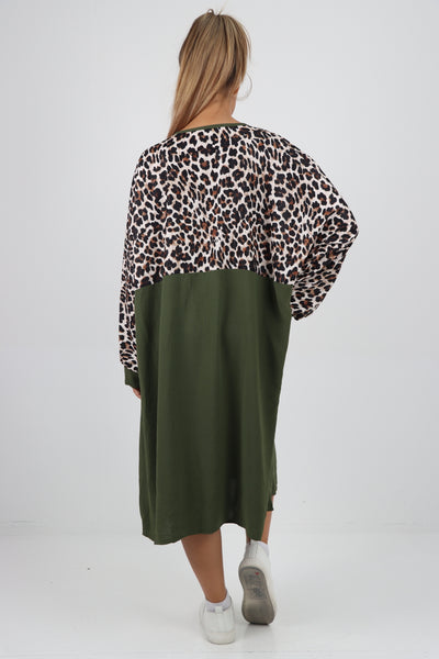 Italian Leopard Print Long Sleeve Tunic Dress