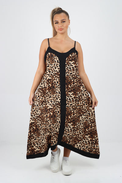 Italian Leopard Cami Hanky Hem Maxi Dress