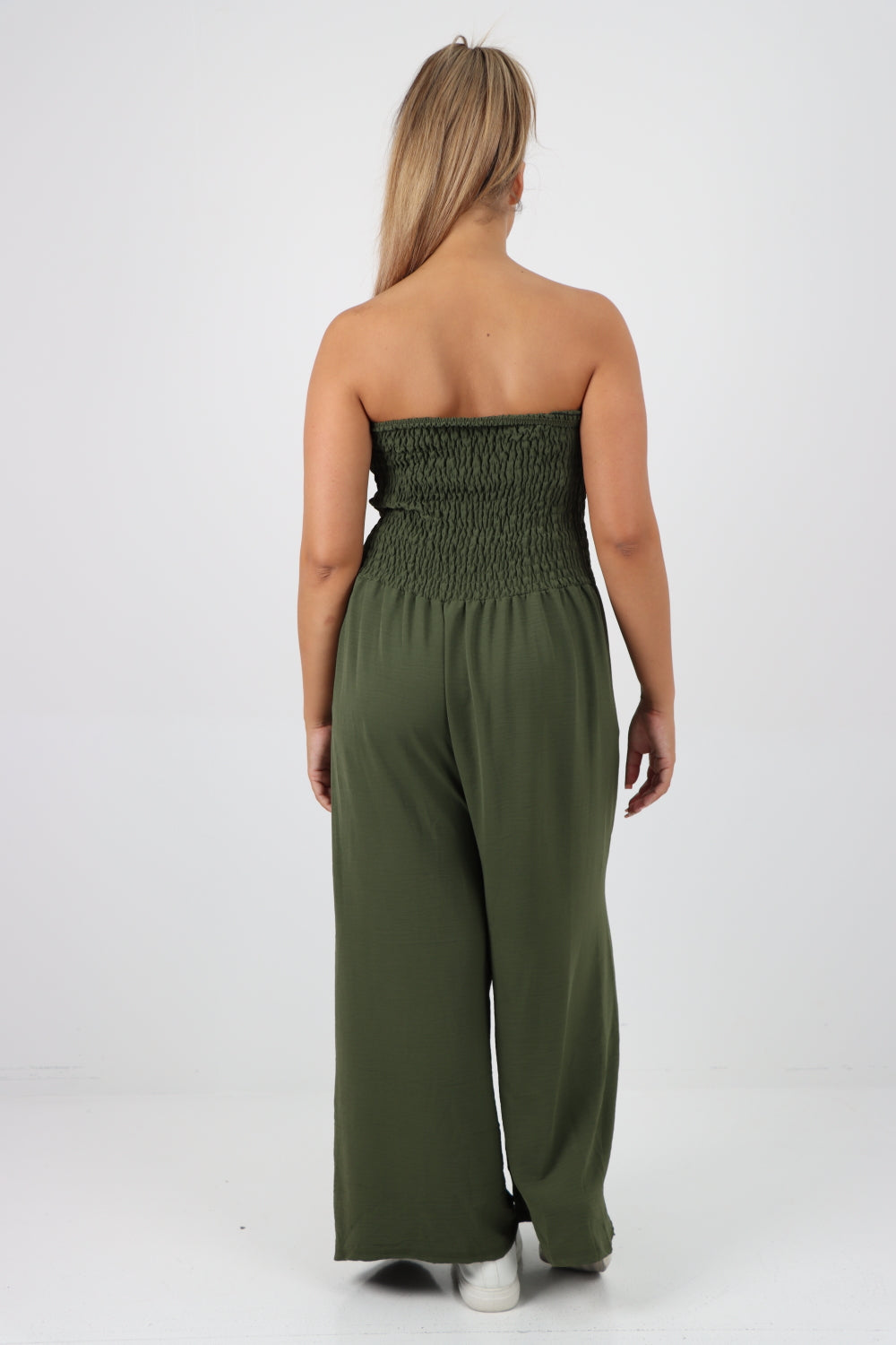 Italian Shirred Elasticated Wide Leg Jumpsuit