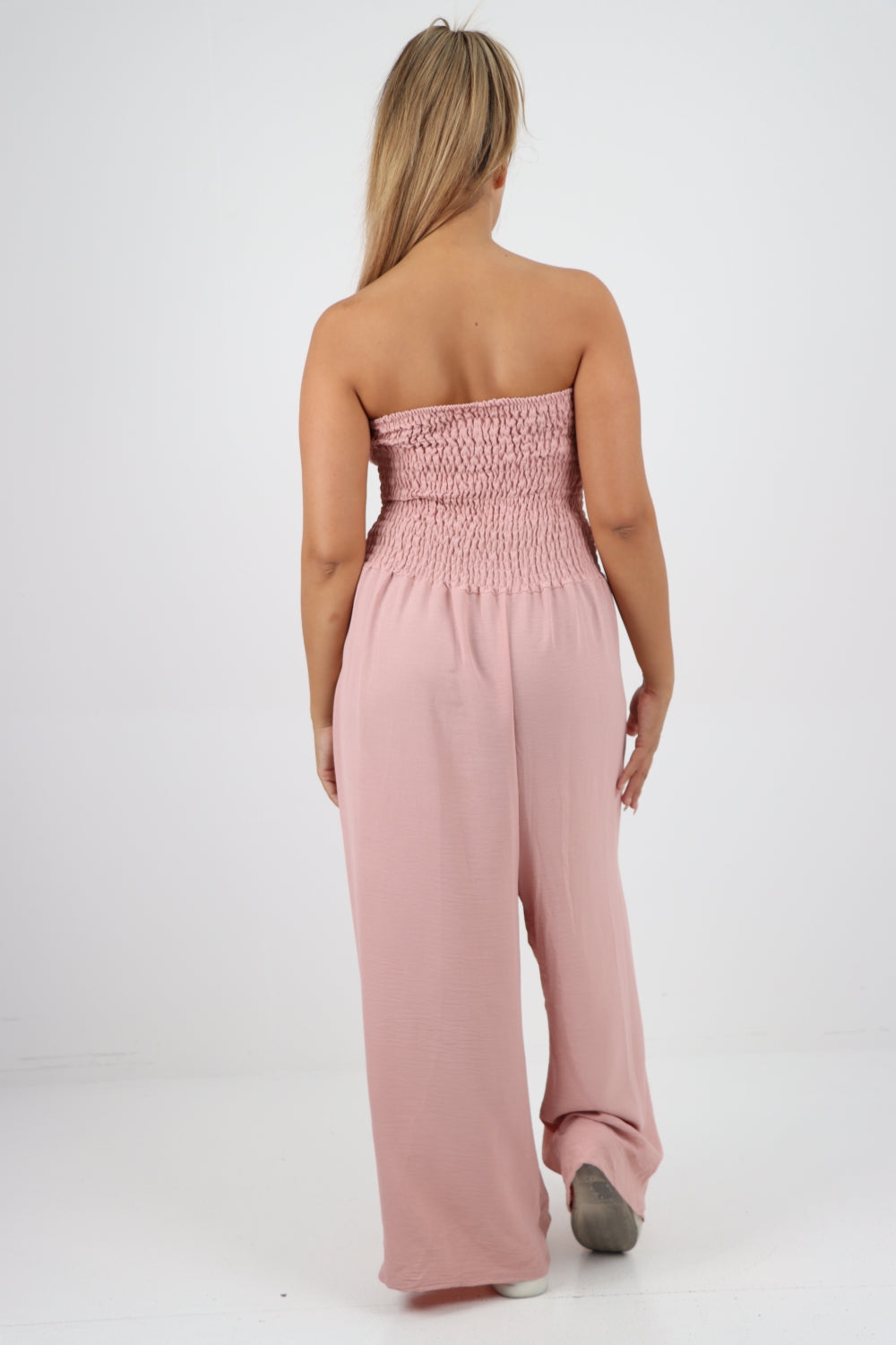 Italian Shirred Elasticated Wide Leg Jumpsuit