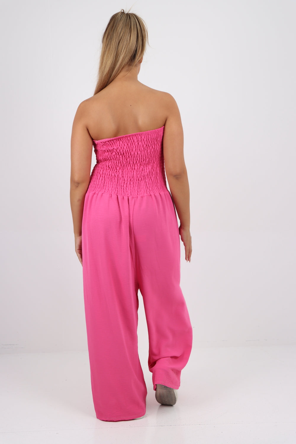 Italian Shirred Elasticated Wide Leg Jumpsuit