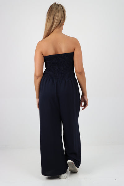 Italian Shirred Elasticated Wide Leg Jumpsuit