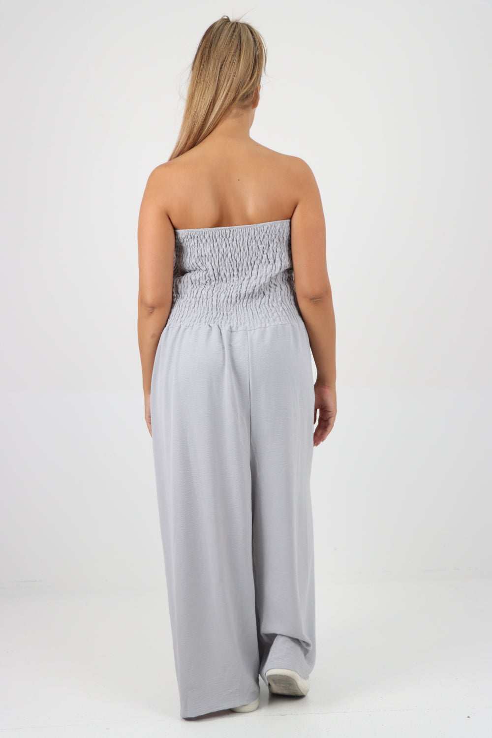 Italian Shirred Elasticated Wide Leg Jumpsuit