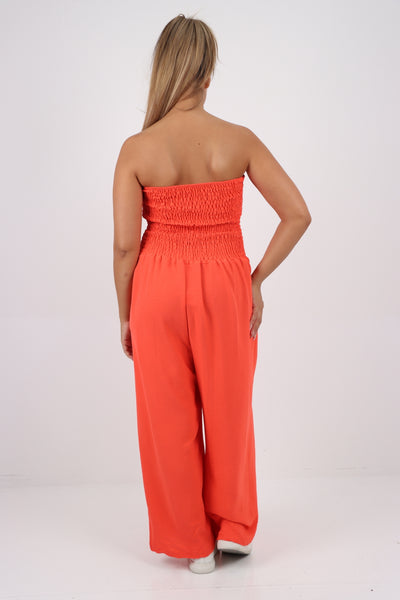 Italian Shirred Elasticated Wide Leg Jumpsuit