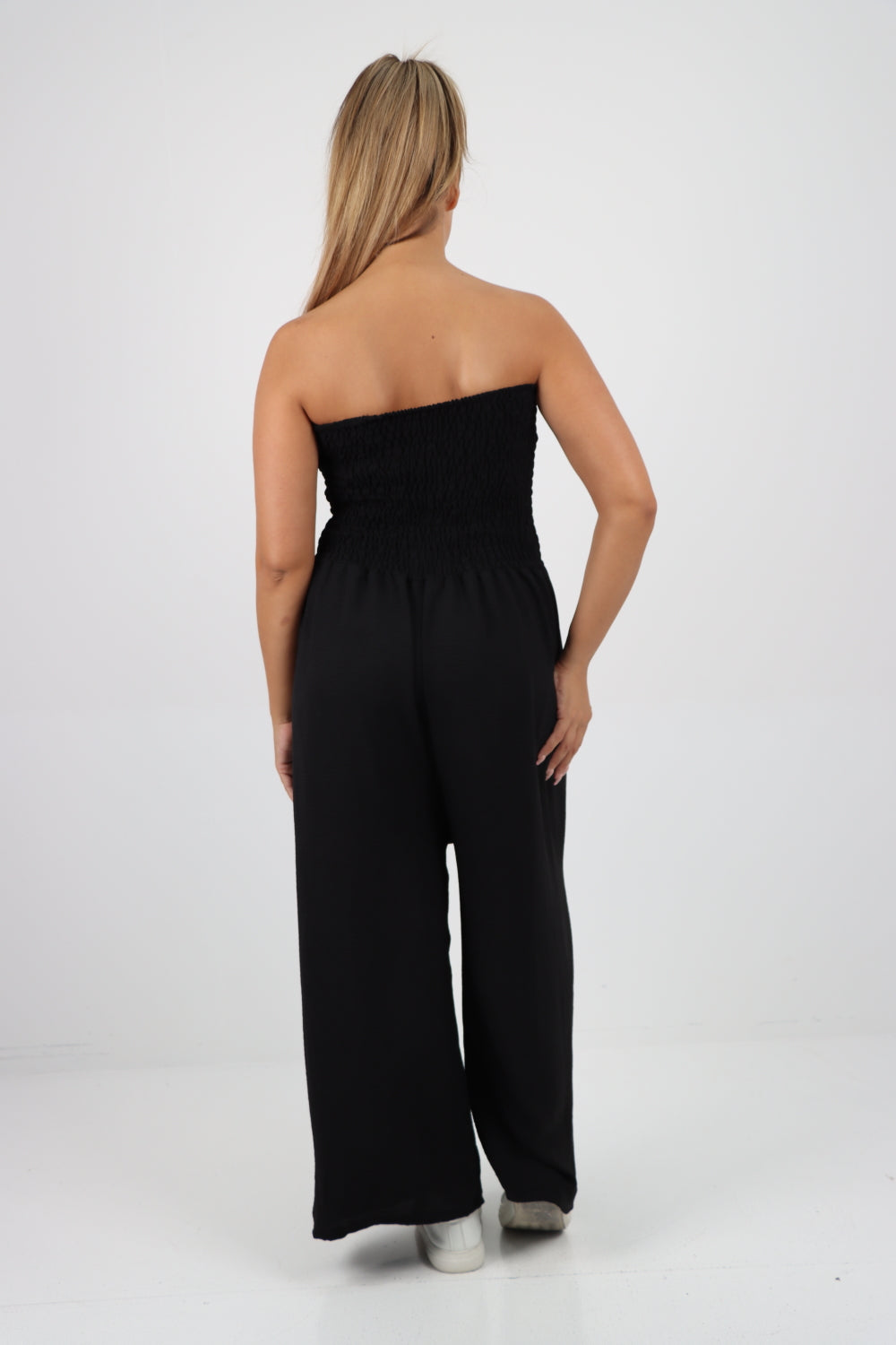 Italian Shirred Elasticated Wide Leg Jumpsuit