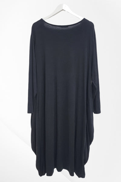 Italian Plain Long sleeve Front Pockets Soft knit Midi Dress