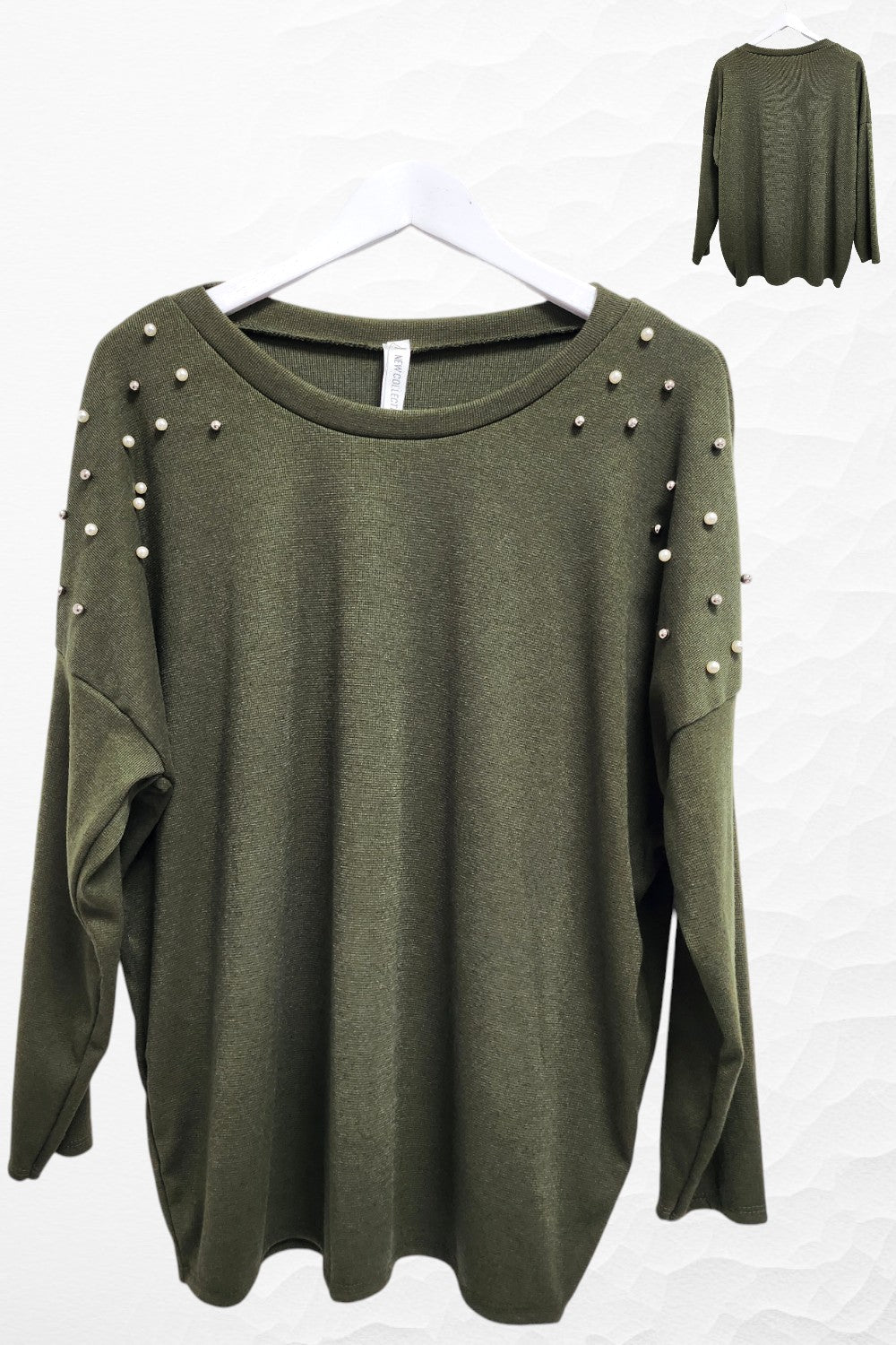 Italian Pearl Stud Shoulder Detail Knitted Jumper Top