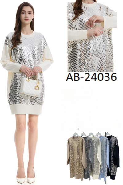 Italian All Over Sequin Detail Round Neck Jumper Top