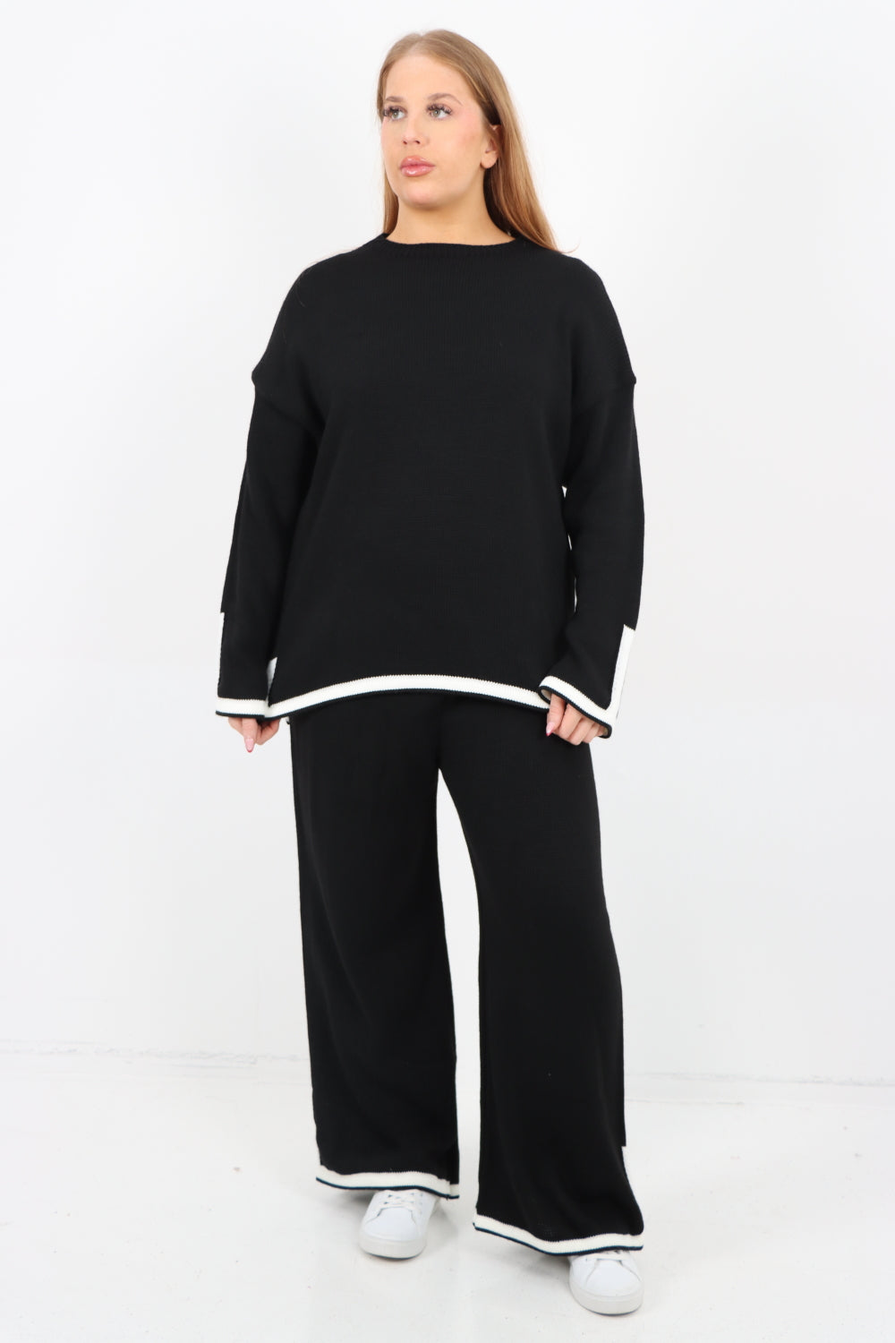 Italian Oversized Contrast Trim Knitted Co Ord Set