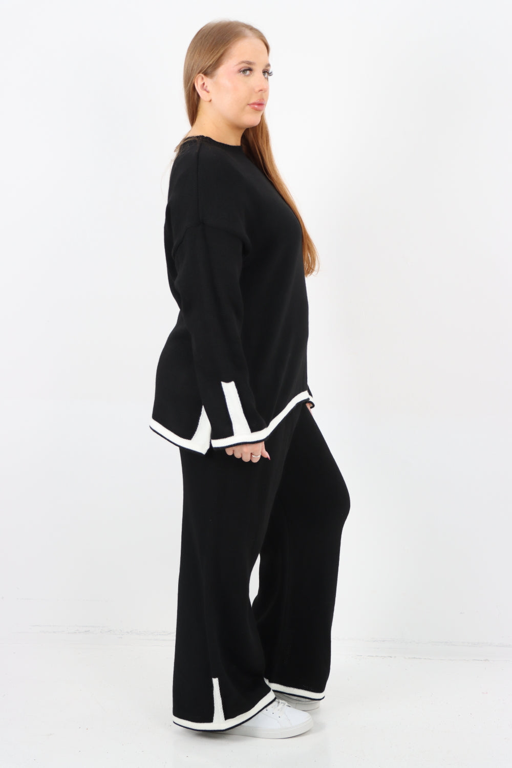 Italian Oversized Contrast Trim Knitted Co Ord Set