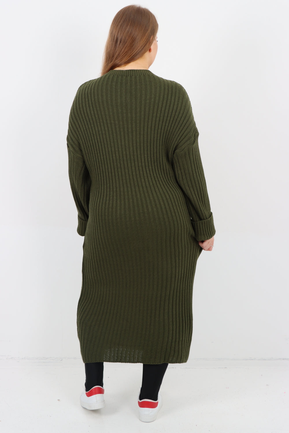 Italian Ribbed Chunky Knit Round Neck Long Sleeve Jumper Dress