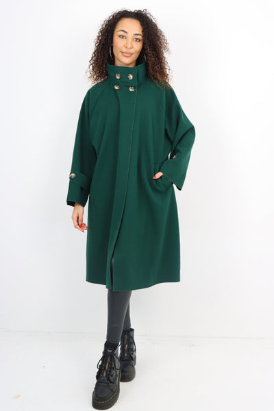 Italian Buttoned High Neck Longsleeve Coat