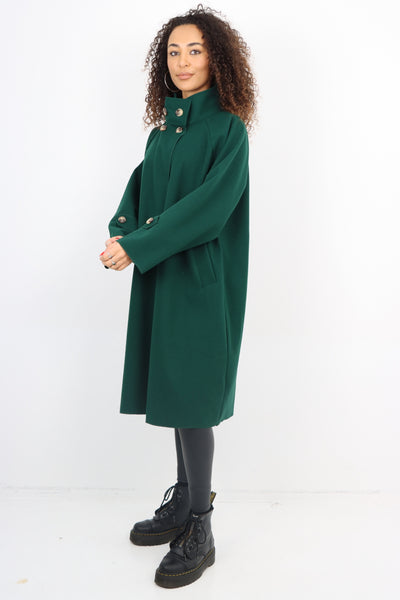 Italian Buttoned High Neck Longsleeve Coat