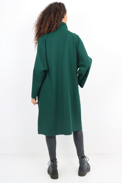 Italian Buttoned High Neck Longsleeve Coat