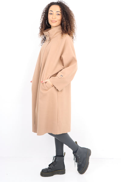 Italian Buttoned High Neck Longsleeve Coat