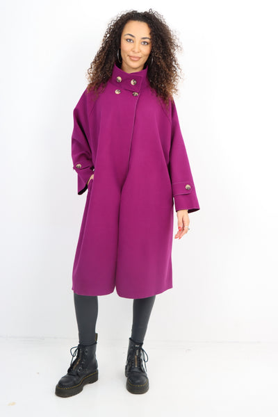 Italian Buttoned High Neck Longsleeve Coat