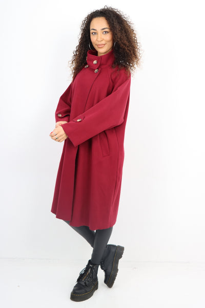 Italian Buttoned High Neck Longsleeve Coat