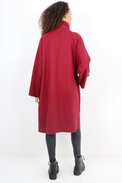 Italian Buttoned High Neck Longsleeve Coat