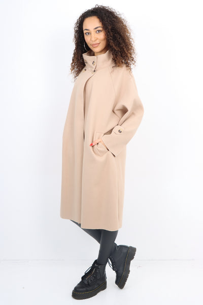 Italian Buttoned High Neck Longsleeve Coat