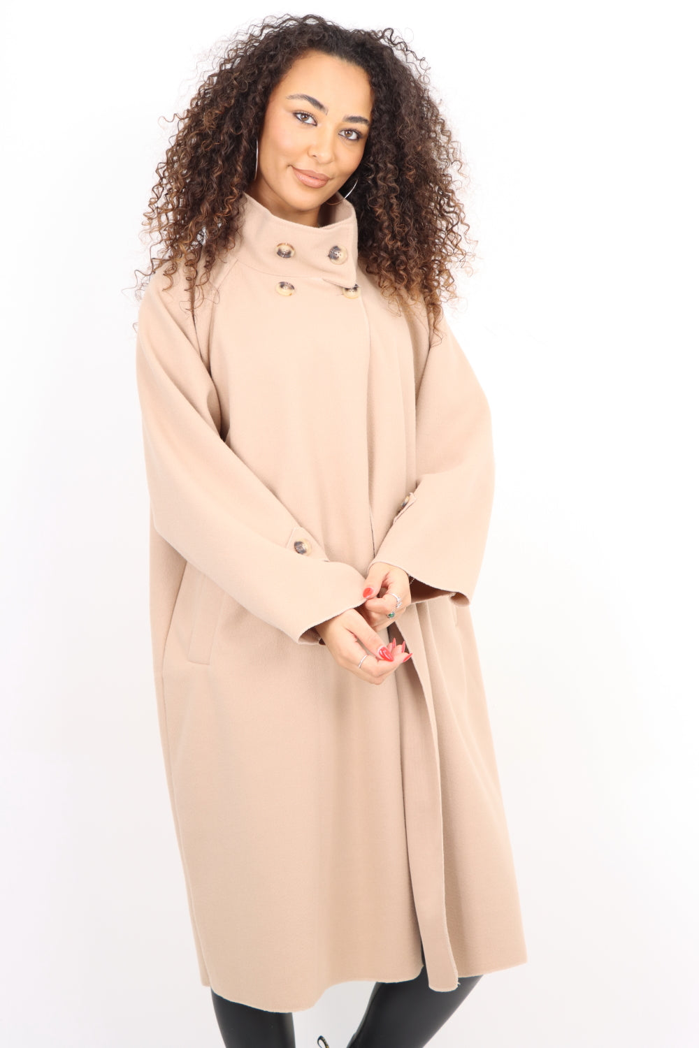 Italian Buttoned High Neck Longsleeve Coat