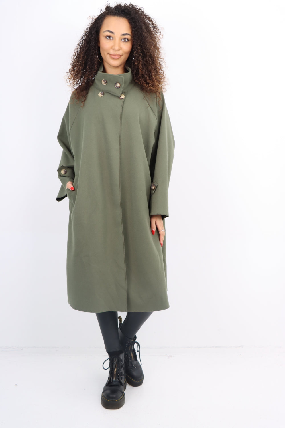 Italian Buttoned High Neck Longsleeve Coat