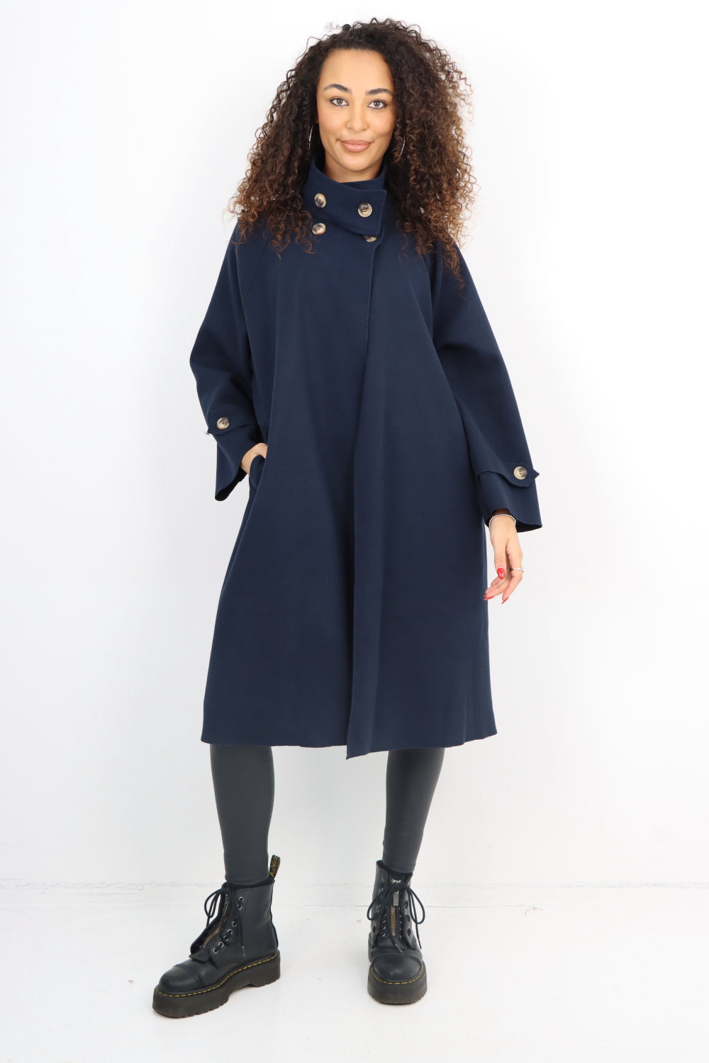 Italian Buttoned High Neck Longsleeve Coat