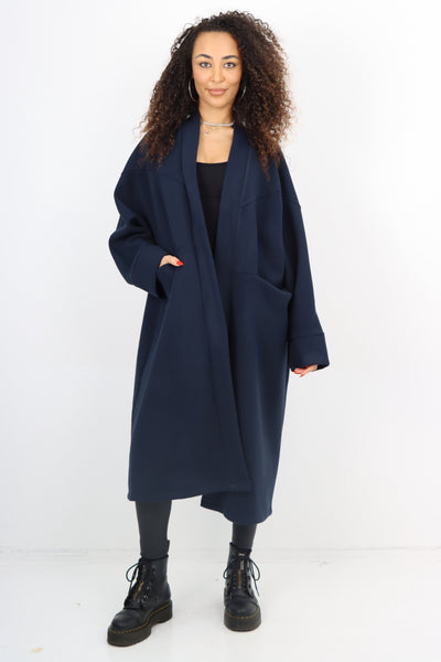 Italian Longsleeve Front Pocket Waterfall Coat