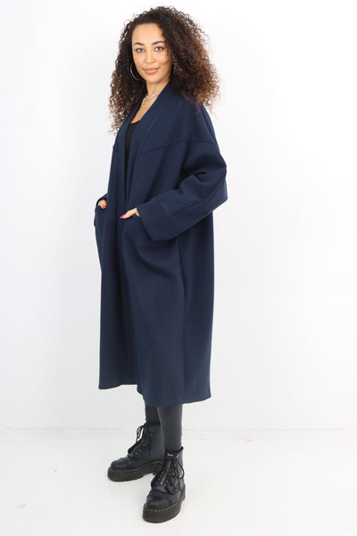 Italian Longsleeve Front Pocket Waterfall Coat