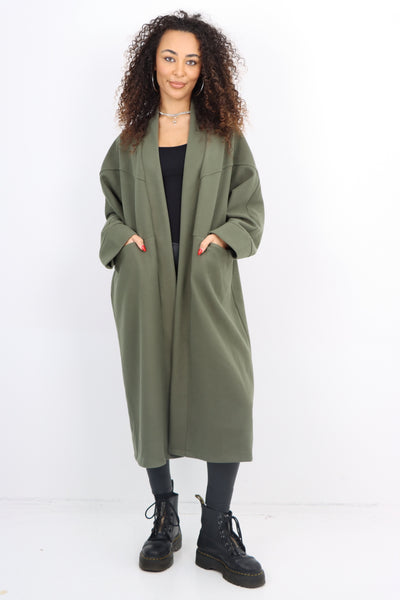 Italian Longsleeve Front Pocket Waterfall Coat