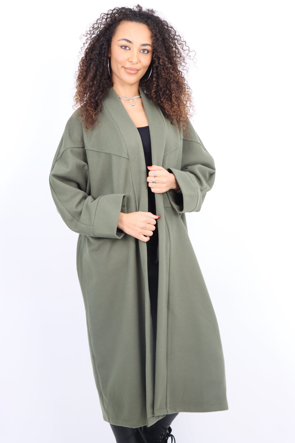 Italian Longsleeve Front Pocket Waterfall Coat