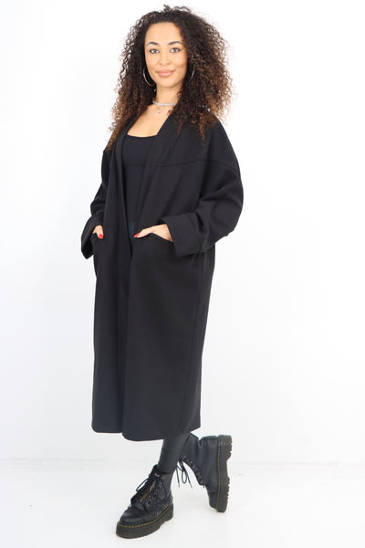 Italian Longsleeve Front Pocket Waterfall Coat