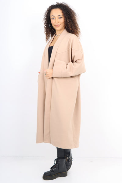 Italian Longsleeve Front Pocket Waterfall Coat