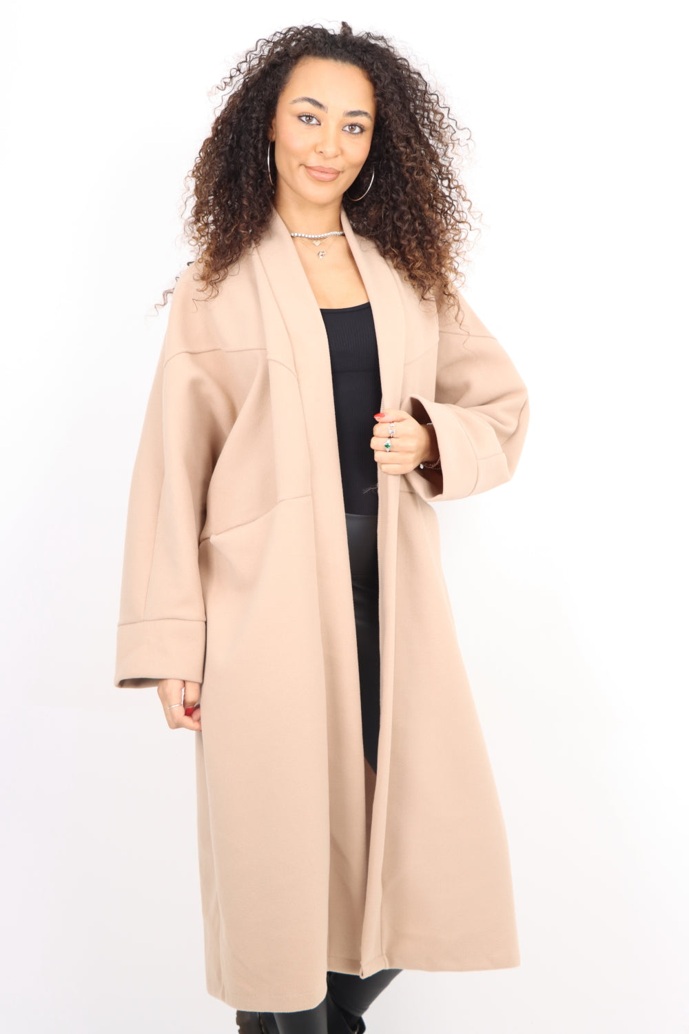 Italian Longsleeve Front Pocket Waterfall Coat