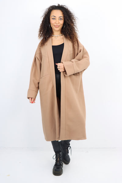 Italian Longsleeve Front Pocket Waterfall Coat