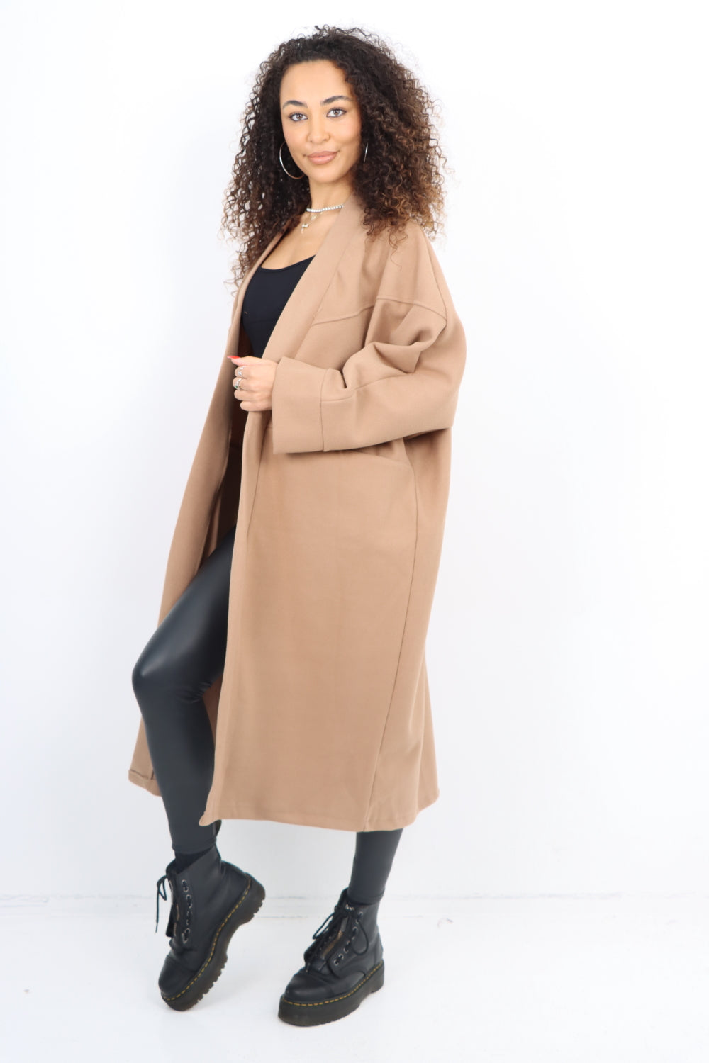 Italian Longsleeve Front Pocket Waterfall Coat