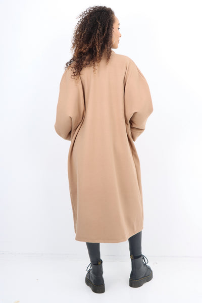 Italian Longsleeve Front Pocket Waterfall Coat