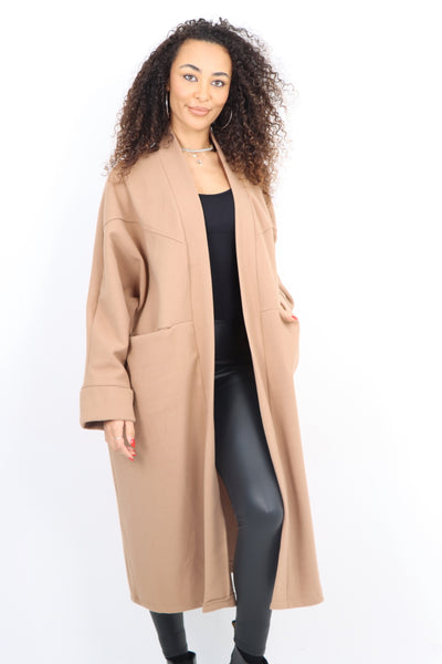 Italian Longsleeve Front Pocket Waterfall Coat