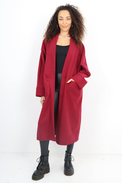 Italian Longsleeve Front Pocket Waterfall Coat