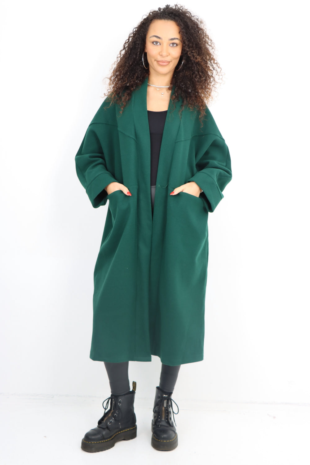 Italian Longsleeve Front Pocket Waterfall Coat