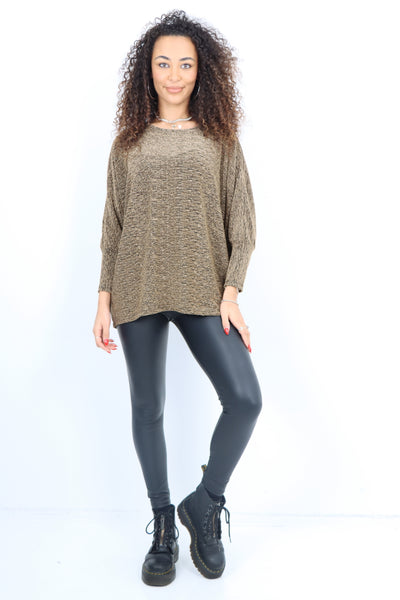 Italian Batwing Sleeve Round Neck Shimmer Top