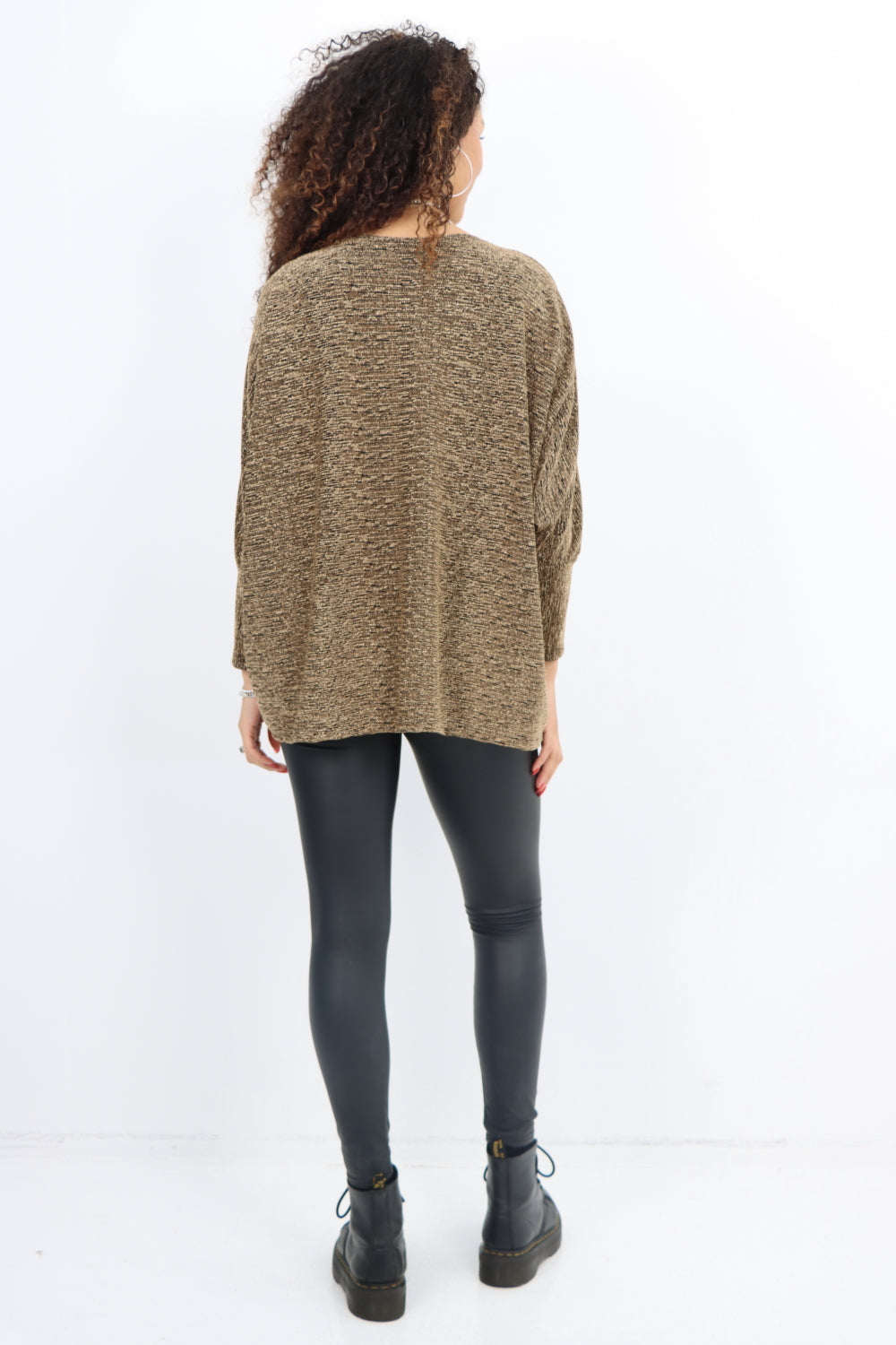 Italian Batwing Sleeve Round Neck Shimmer Top