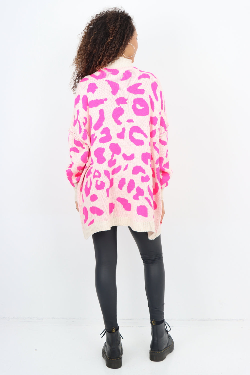 Italian Oversized All Over Leopard Print Longsleeve Jumper Top